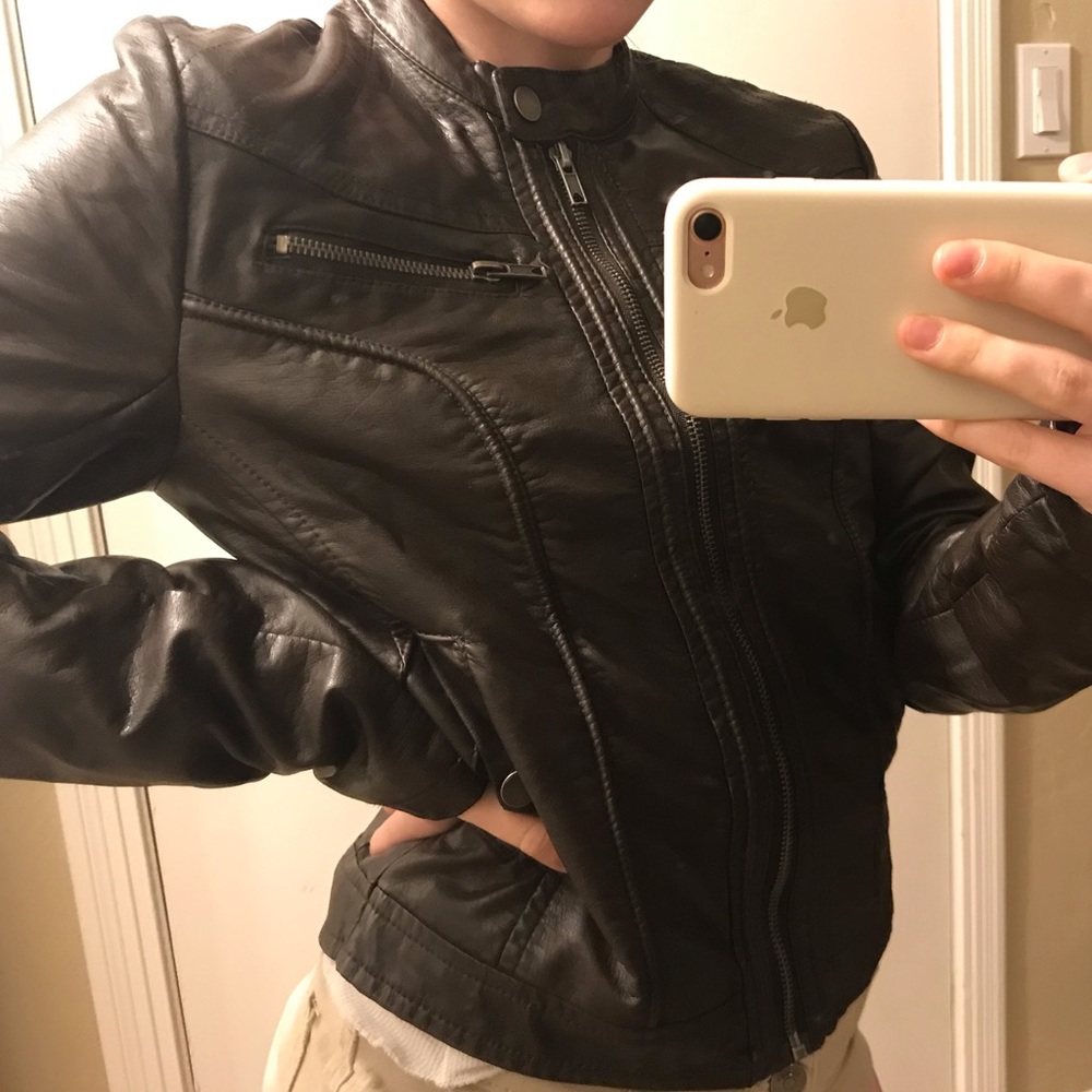 Faux brown leather jacket - size s